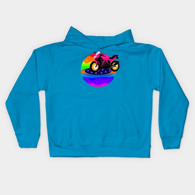 Pink Motorcycle Kids Hoodie by momomoma